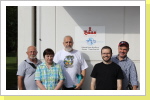 Ron Jones Maryline Aniston Didier Schynts Matthew Broderik and Greg Paxton in front of the PEZheadquater Ron Jones Maryline Aniston Didier Schynts Matthew Broderik and Greg Paxton in front of the PEZheadquater